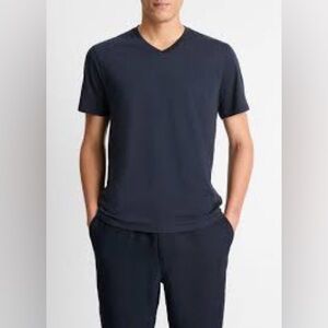 Vince Mens Coastal Blue Navy V Neck T Shirt Pima Cotton Size Medium Classic